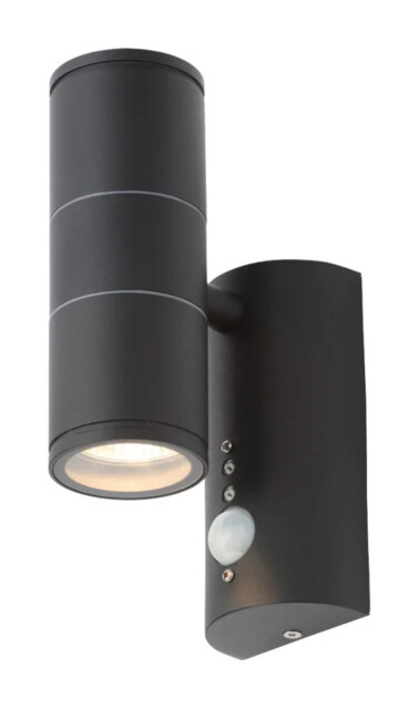 Outdoor Light Black Islay Double Spot Ip44 Pir Motion Sensor Marine