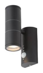 Outdoor Light Black Islay Double Spot Ip44 Pir Motion Sensor Marine