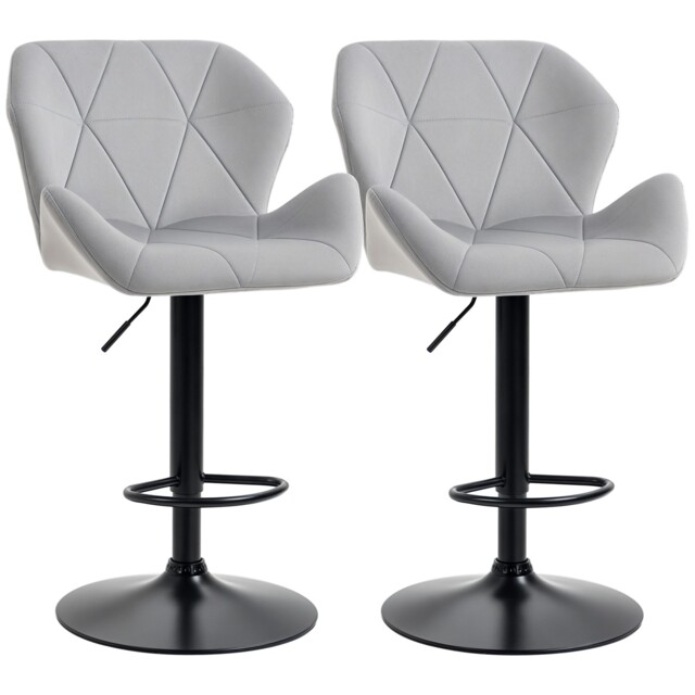 Homcom Set Of 2 Luxurious Velvet-touch Bar Stools Metal Frame Footrest