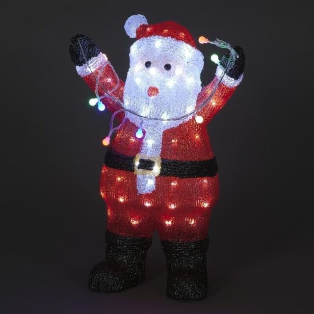Outdoor Christmas Decorations Santa 49cm Acrylic White Multicoloured