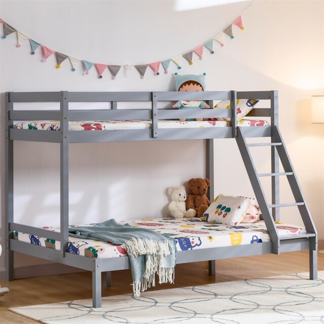 Triple Bunk Bed 3ft & 4ft6 Wood Pine High Sleeper Children Kids