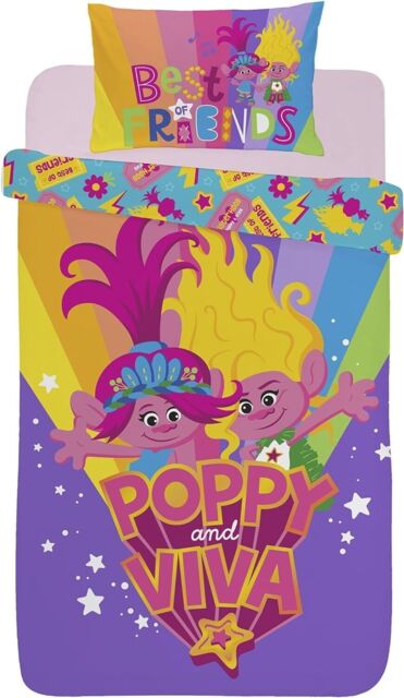 Dreamworks Trolls Single Duvet Cover Reversible Bedding Set