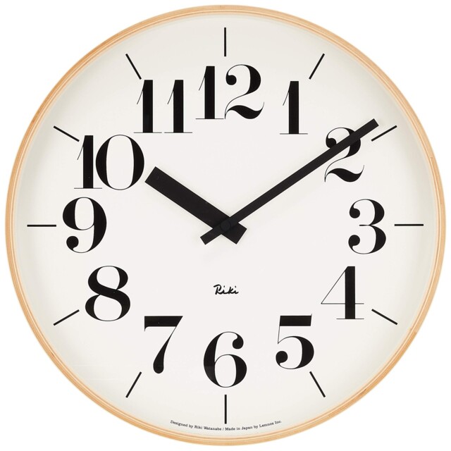 Lemnos Wall Clock Analog Wooden Frame Riki Natural Large Wr-0401l