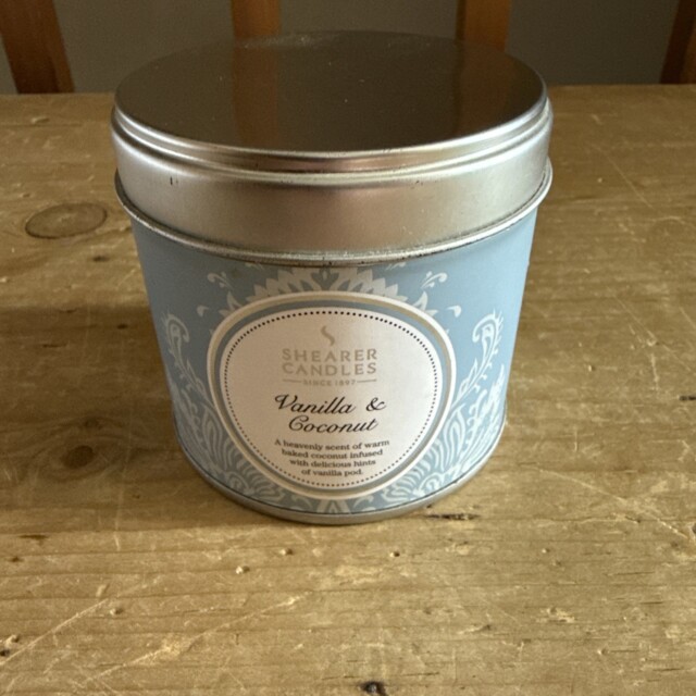 Shearer Candles Vanilla And Coconut Large Scented Silver Tin Candle -