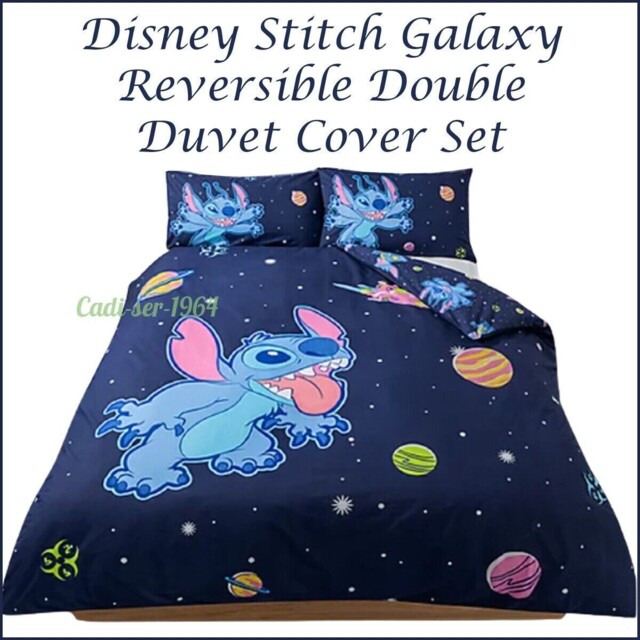 Disney Stitch Galaxy Navy Double Duvet Set Stitch Bedding Set 100%