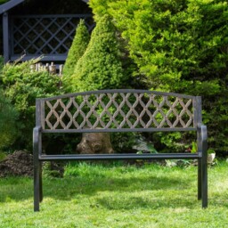 Warwick Metal Garden Bench With Web Pattern Cast Iron Back