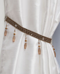 Mocha Crystal Beaded Metallic Modern Lightweight Tie Back Single