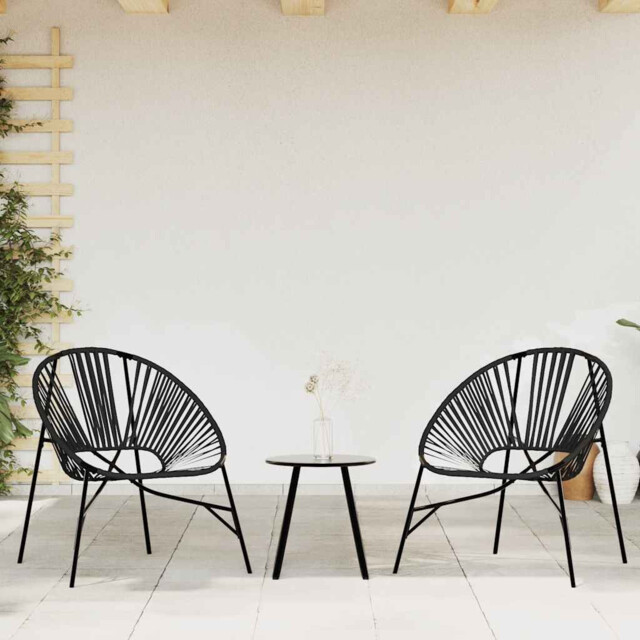 Garden Chair Set Pcs Black Poly Rattan Vidaxl by