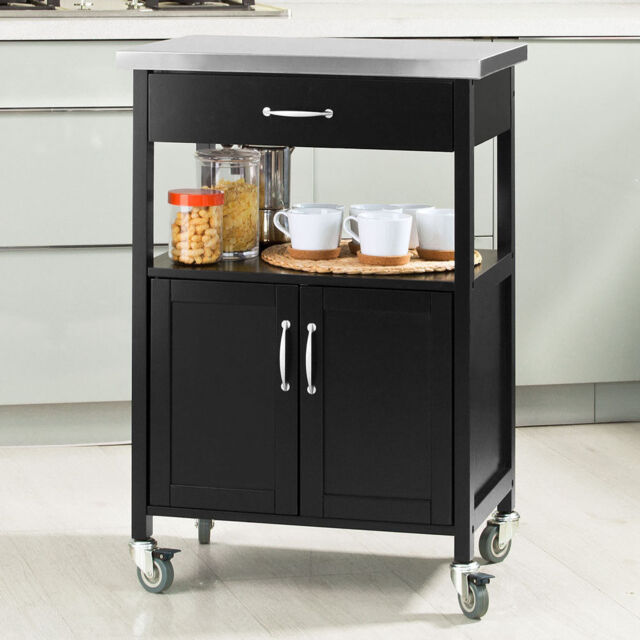 Sobuy Kitchen Cups Storage Trolley Cart Cabinet Black,fkw22-sch,uk