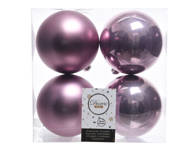 Kaemingk Shatterproof Plain Baubles 10cm C/lilac - 6x Pack Of 4
