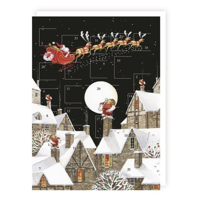 Traditional Santa Moonlight Advent Calendar - 24 Doors Glitter Finish
