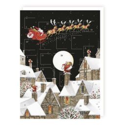 Traditional Santa Moonlight Advent Calendar - 24 Doors Glitter Finish
