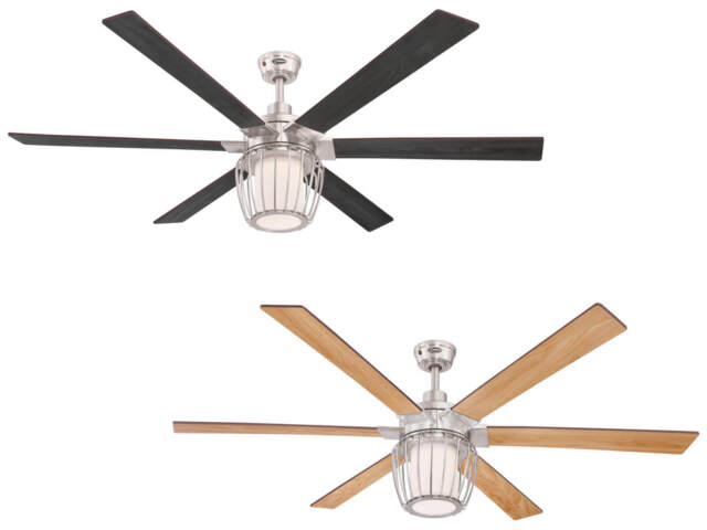 Led Ceiling Fan Light With Remote Control Willa Brushed Nickel 153 Cm