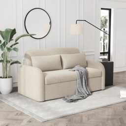 Noma 2-seater Boucle Pull Out Sofa Bed With Cushions - Beige