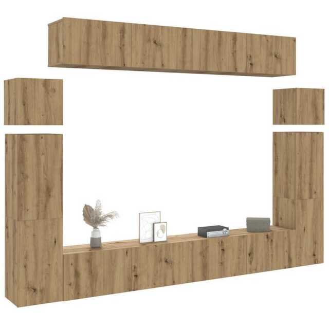 8 Piece Tv Cabinet Set Wall-mounted Artisan Oak Engineered Wood Vidaxl