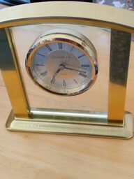 London Clock gold Finish & Glass Battery Alarm Mantel Clock 13cm