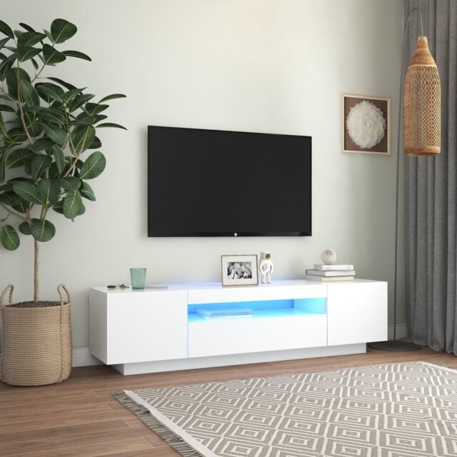 Modern Wooden 63 Inch Tv Tele Stand Unit Cabinet With Led Lights &