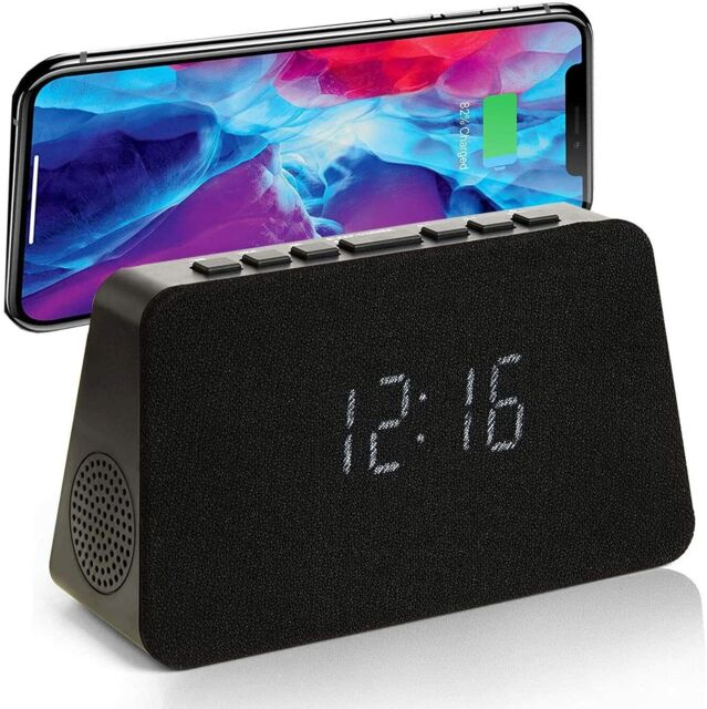 Wireless Charging Alarm Clock Radio Gtq-renwew Dimmable Display & Usb