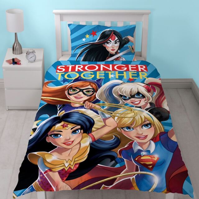 Dc Super Hero Girls Single Duvet Cover Set Polycotton Official Free