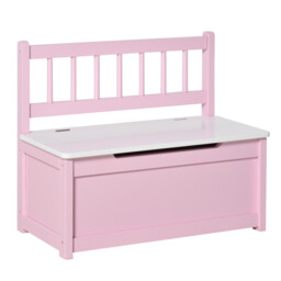 2-in-1 Wooden Toy Box Kids Seat Bench Storage Chest W/ Pneumatic Rod