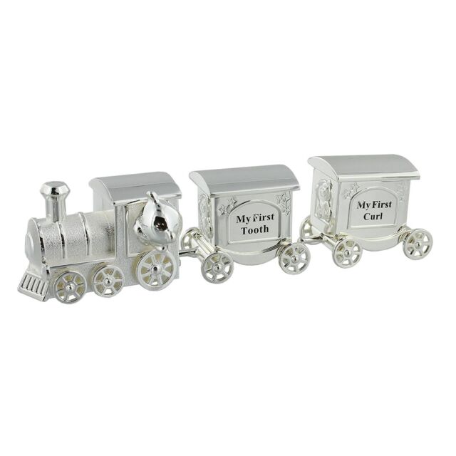 Silver Plated Train 1st Tooth / Curl Boxes - Baby