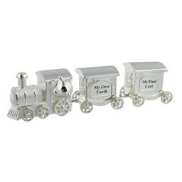 Silver Plated Train 1st Tooth / Curl Boxes - Baby