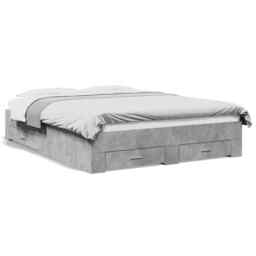 Bed Frame With Drawers Concrete Grey 140x200 Cm Engineered Wood Vidaxl