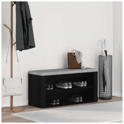 Shoe Bench Black Oak 100x35x45cm Engineered Wood Hallway Storage Seat