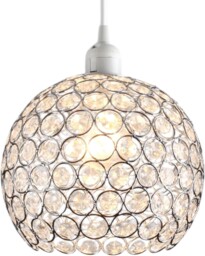 Globe Shaped Pendant Light Shade Clear Jewels With Silver Wire And
