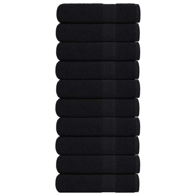 Hand Towels 10 Pcs Black 50x100 Cm 360 Gsm 100% Cotton Vidaxl