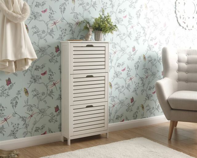 Bergen Three Tier Shoe Cabinet White
