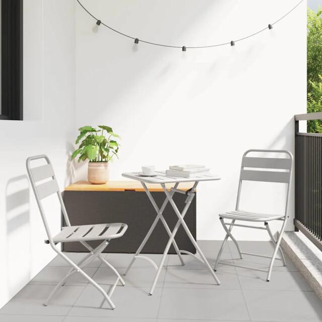 Garden Folding Chair Folding 2 Pcs Beige 55 X 56.5 X 91cm Steel Vidaxl