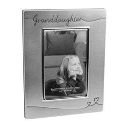 Silver Plated Satin Finish Photo Frame With Hearts - Granddaughter