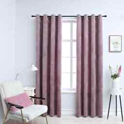 Blackout Curtains With Rings 2pcs Velvet Antique Pink 140x245cm Vidaxl