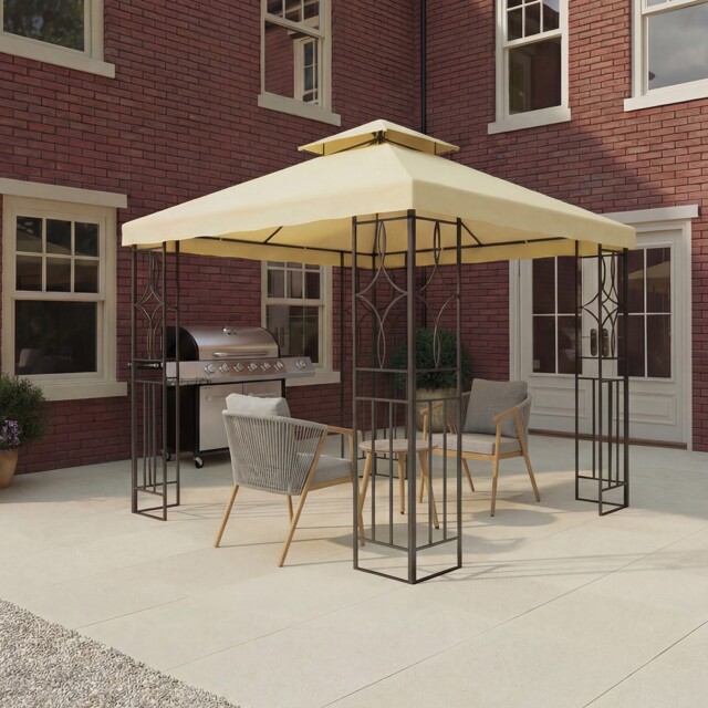 Charles Bentley 3mx3m Steel Art Outdoor Gazebo Luxury Metal Frame