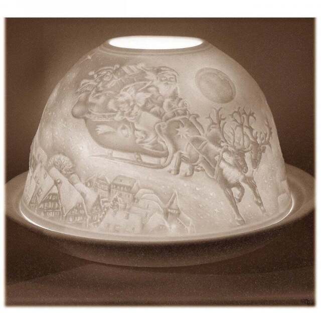 Nordic Lights Santa And Deer Tealight Holder Shade & Plate 63503