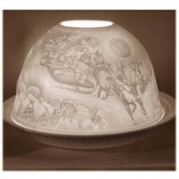 Nordic Lights Santa And Deer Tealight Holder Shade & Plate 63503