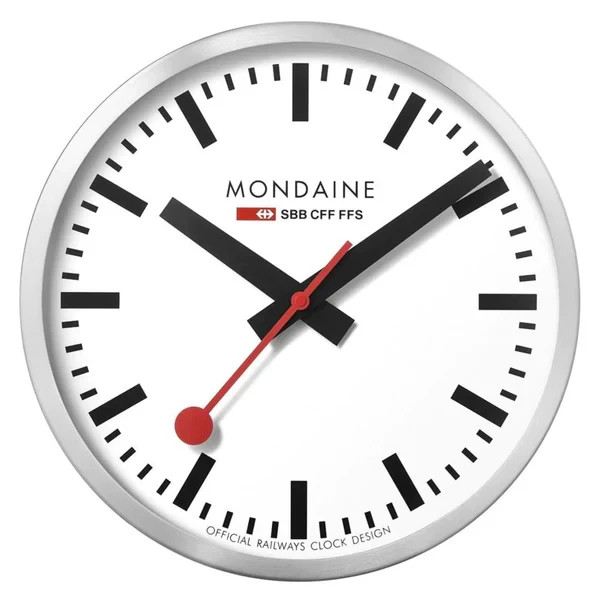 Mondaine Swiss Railways Large Aluminum Case Wall Clock