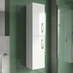 Nuie Athena Wall Hung 2-door Tall Unit 300mm Wide - Gloss White