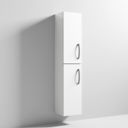 Nuie Athena Wall Hung 2-door Tall Unit 300mm Wide - Gloss White