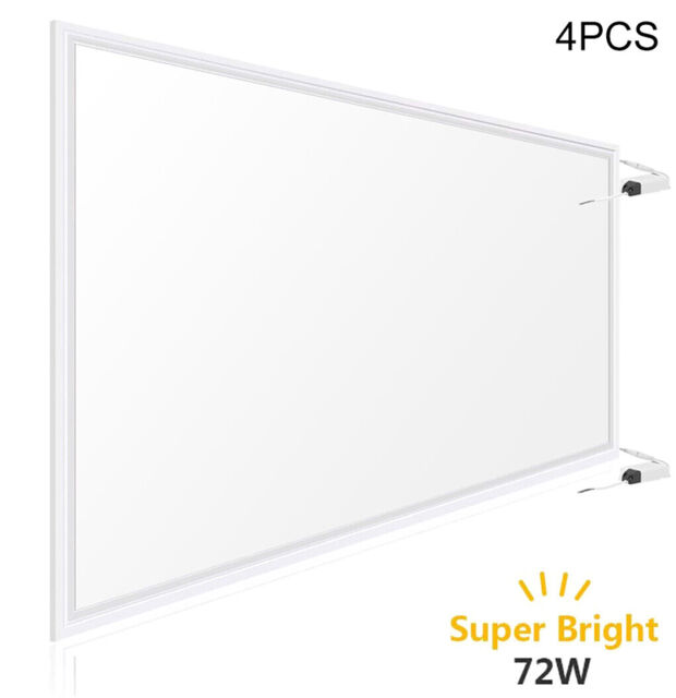 4pcs 72w Ceiling Suspended Recessed Premium Flat Led Panel White Light
