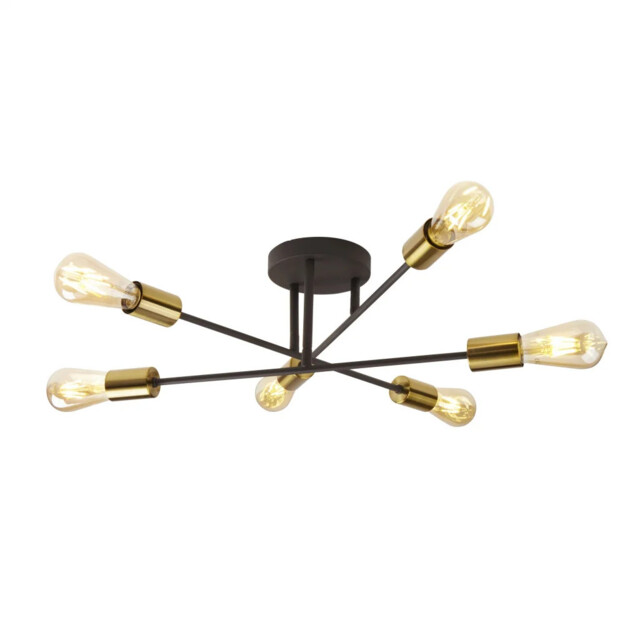 Ceiling Light Black Armstrong 6 Matt Satin Brass Searchlight 8046-6bk