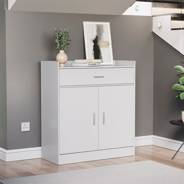 Dalby 2 Door 1 Drawer Shoe Cabinet Storage Cupboard Footwear Stand