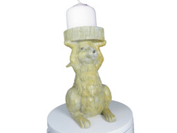 Woodland Charm Resin Rabbit Pillar Candle Holder + White Pillar Candle