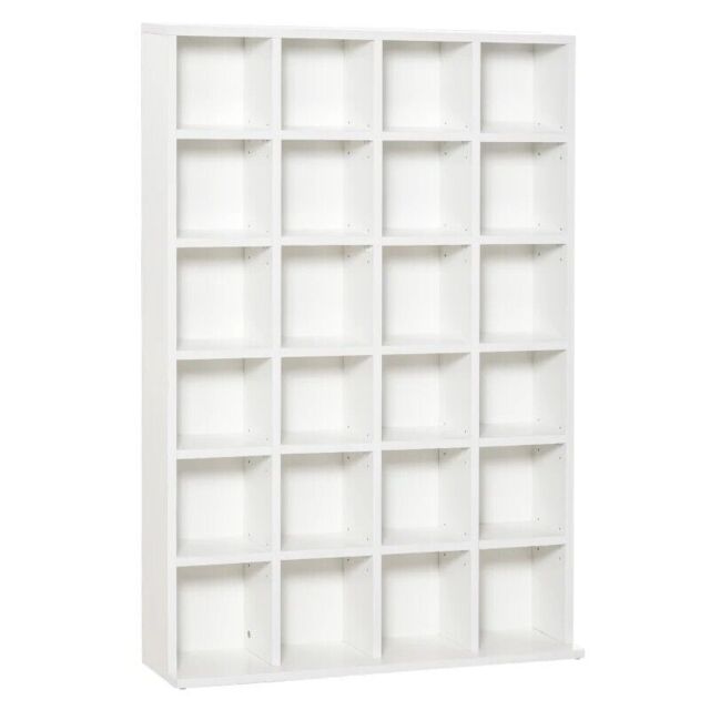 Wooden Storage Shelf Unit 6 Tier Cd Dvd Bookcase Cabinet Organizer