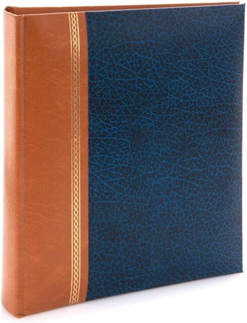 Classic Navy Faux Leather Photo Album 7x5 100 Photos Gold Filigree