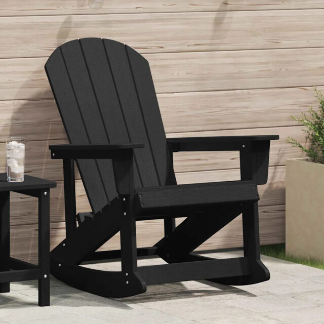 Adirondack Rocking Chair Black Hdpe 92x73.5x92cm Outdoor Patio Garden
