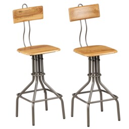 2x Solid Reclaimed Teak Bar Chairs 41x51x102cm Dining Room Seat Stool