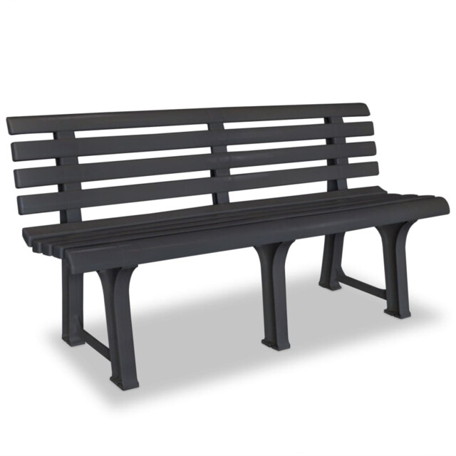 Garden Bench Anthracite 145.5cm Weatherproof Plastic Outdoor 2-seater
