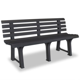 Garden Bench Anthracite 145.5cm Weatherproof Plastic Outdoor 2-seater